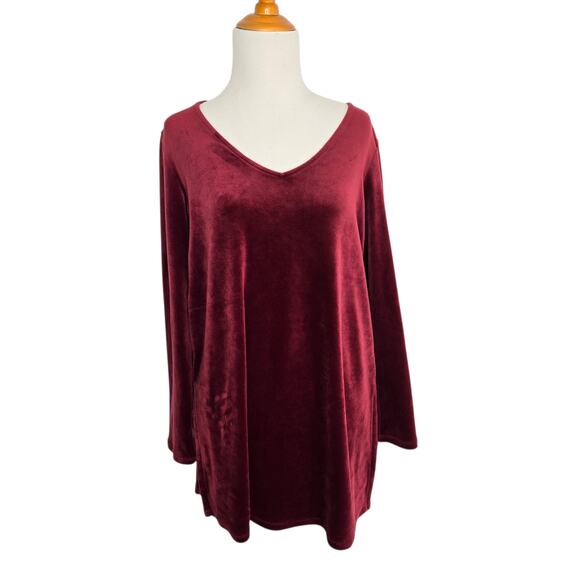 J. Jill Tops - J Jill Velour Tunic Women Holiday Stretch Whimsigoth Winter Medium Petite